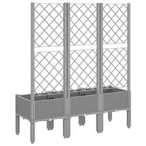 Zahradní truhlík s treláží světle šedý 120 x 40 x 142 cm PP - obrázek 5