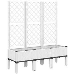 Zahradní truhlík s treláží bílý 120 x 40 x 142 cm PP - obrázek 2
