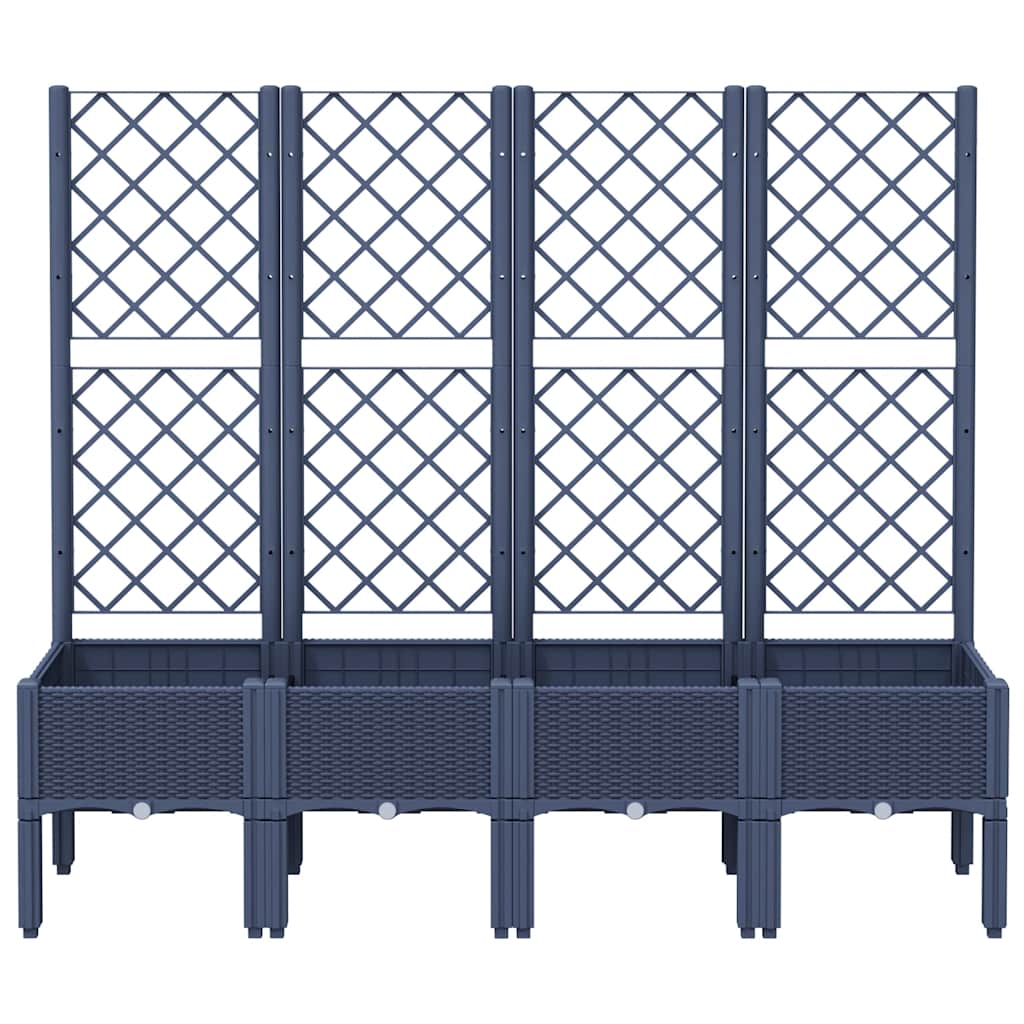 vidaXL kékszürke PP rácsos kerti ültetőláda 160 x 40 x 142 cm