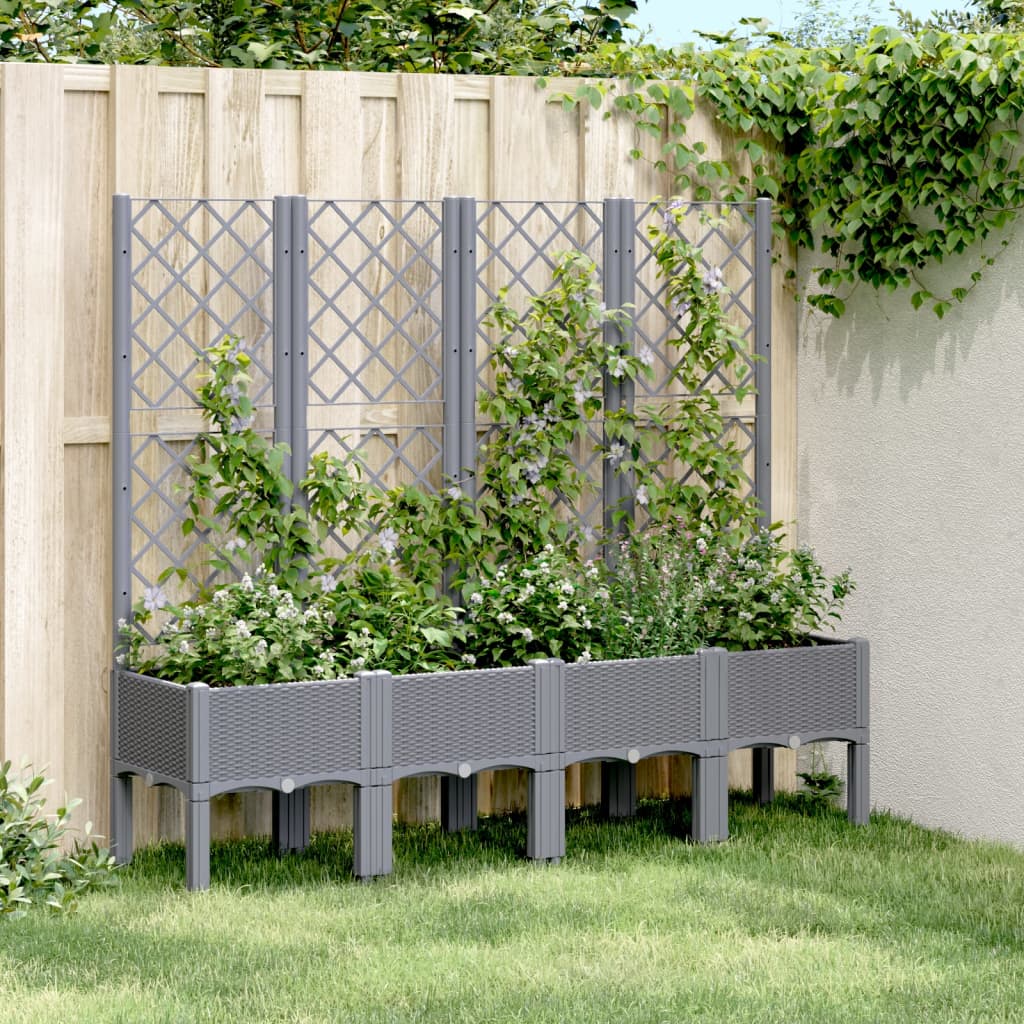 vidaXL plantekasse med espalier 160x40x142 cm PP grå