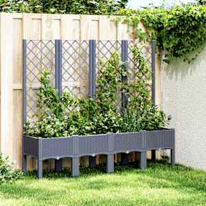 Cvetlično korito z oporno mrežo modro sivo 160x40x142 cm PP