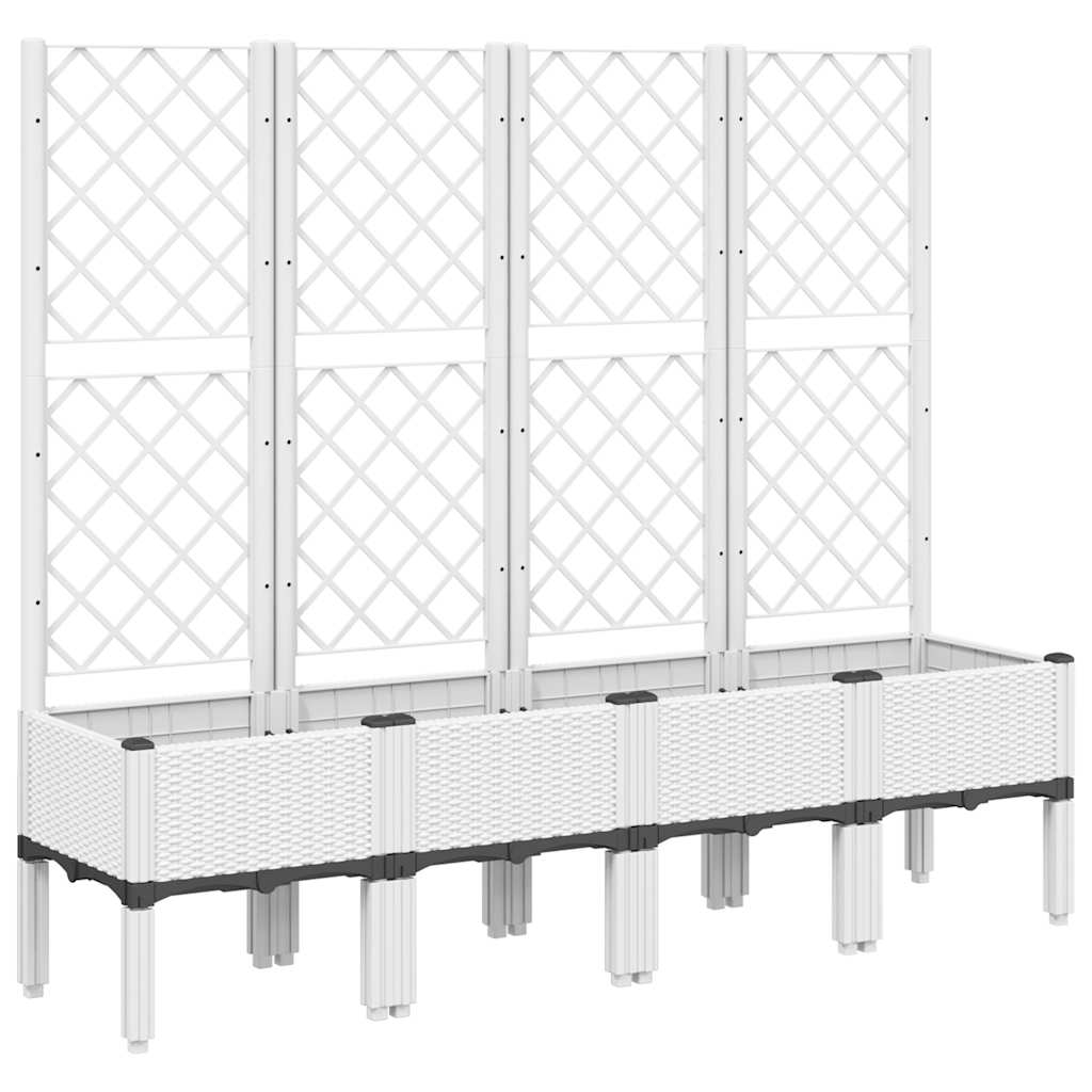 vidaXL Zahradní truhlík s treláží bílý 160 x 40 x 142 cm PP