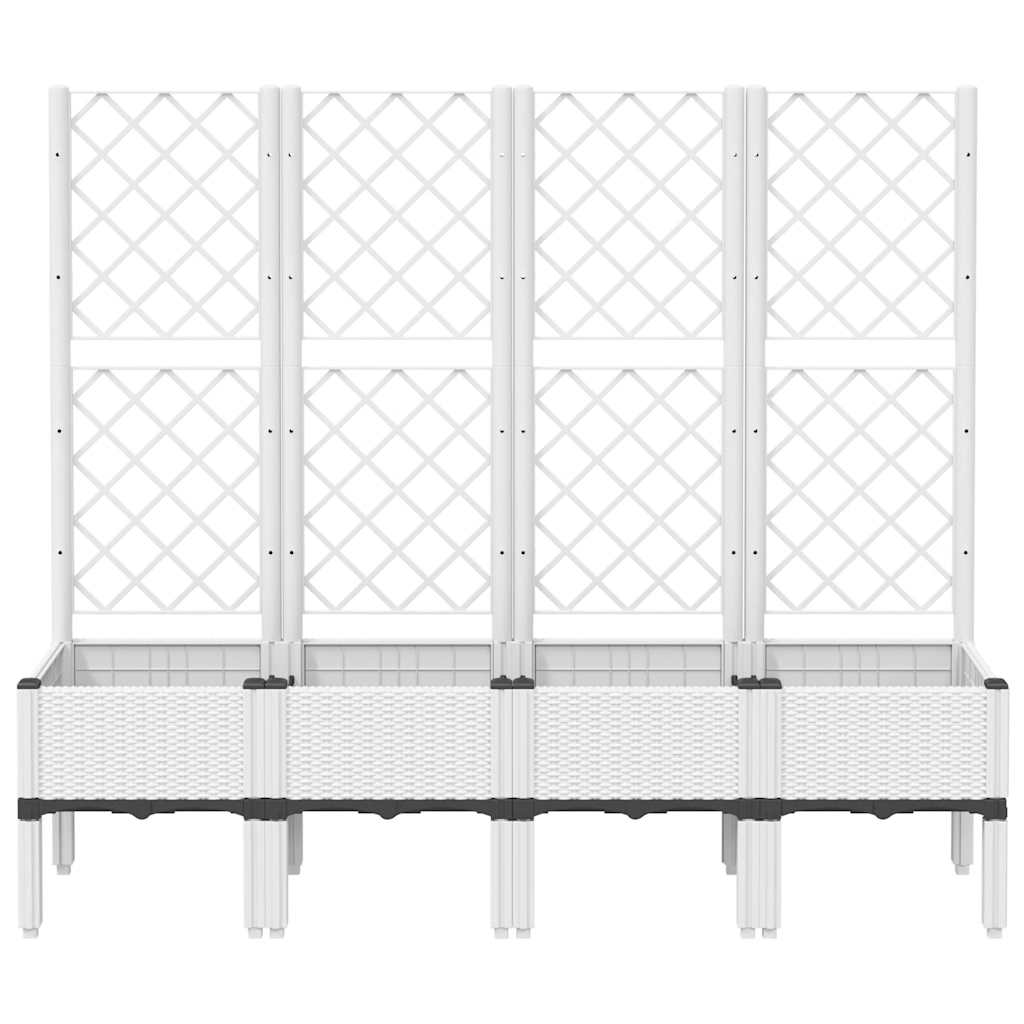 vidaXL Plantenbak met latwerk 160x40x142 cm polypropeen wit afbeelding