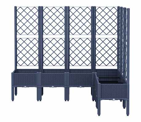 Fioriera Modulare VidaXL 160x120x53 Cm In Polipropilene Effetto Rattan - Grigio Blu - Giardino E Terrazzo