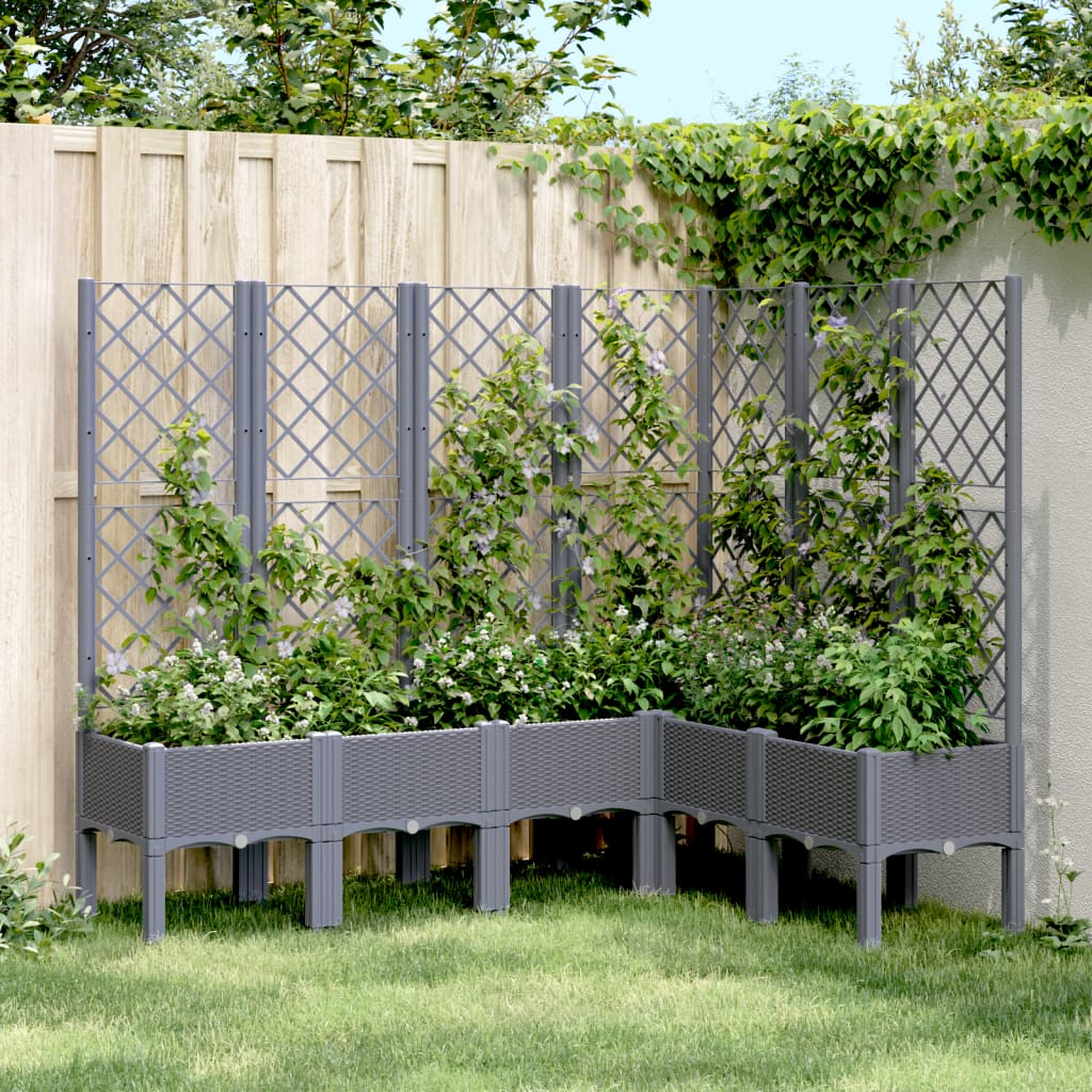 Zahradní truhlík s treláží šedý 160 x 120 x 142 cm PP