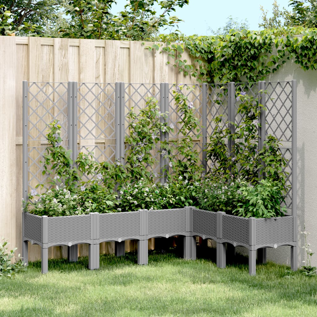 vidaXL plantekasse med espalier 160x120x142 cm PP lysegrå