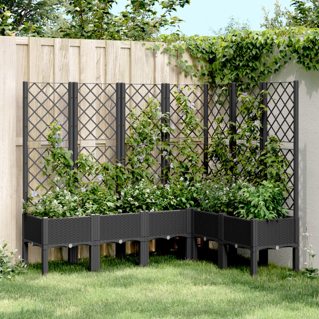 Zahradní truhlík s treláží černý 160 x 120 x 142 cm PP