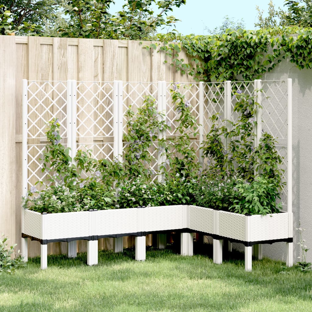 Zahradní truhlík s treláží bílý 160 x 120 x 142 cm PP