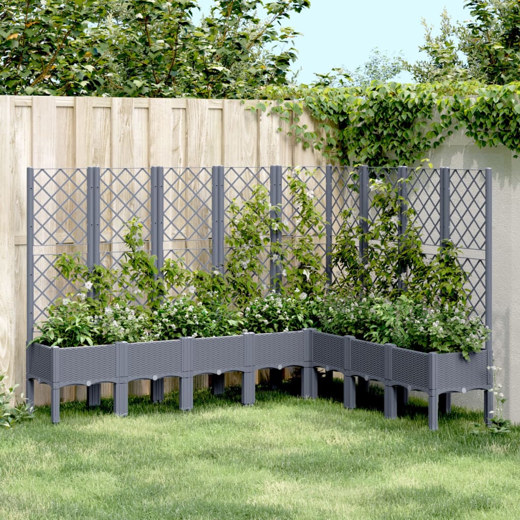 vidaXL Jardinieră de grădină cu spalier, albastru gri, 200x160x142 cm, PP