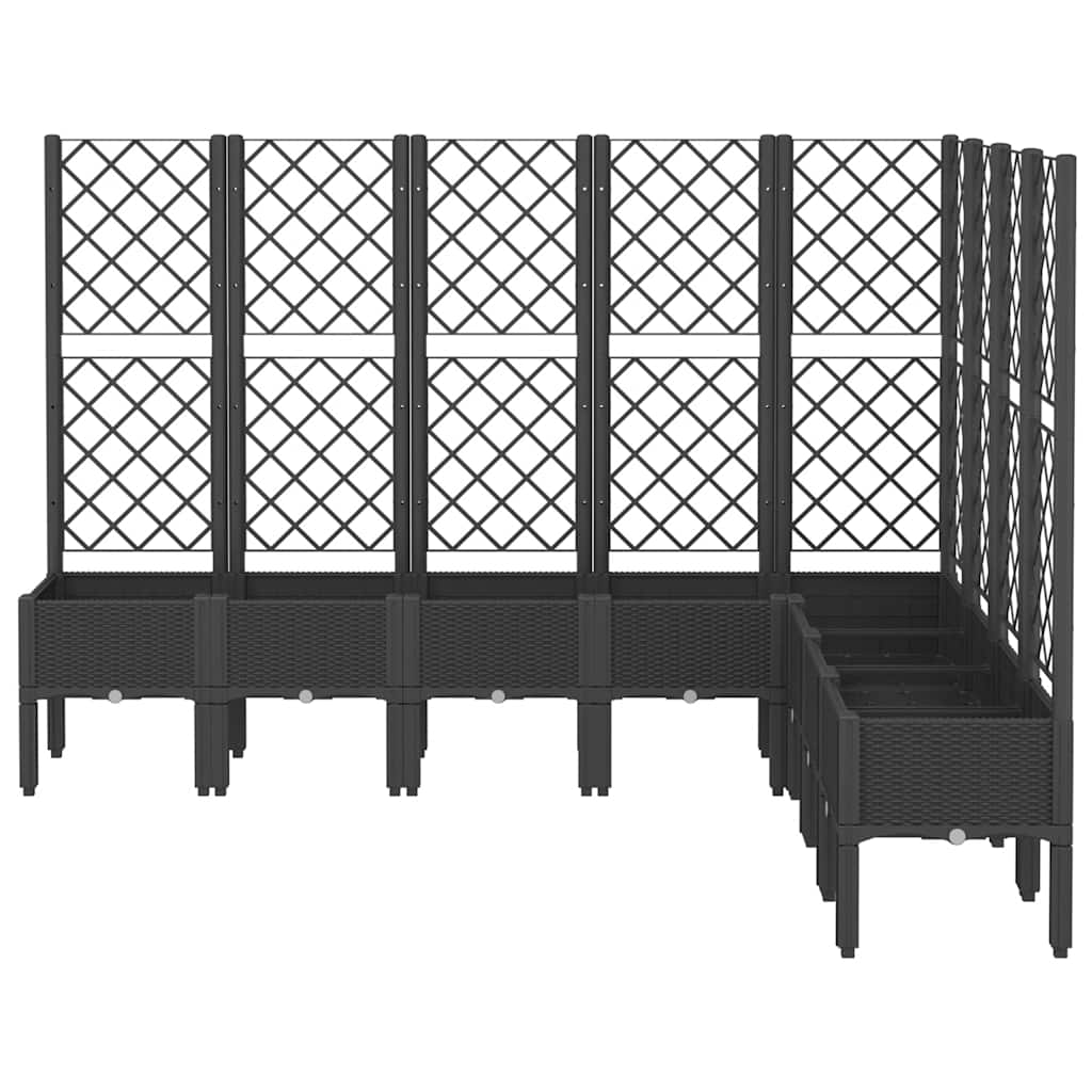 vidaXL Plantenbak met latwerk 200x160x142 cm polypropeen zwart afbeelding