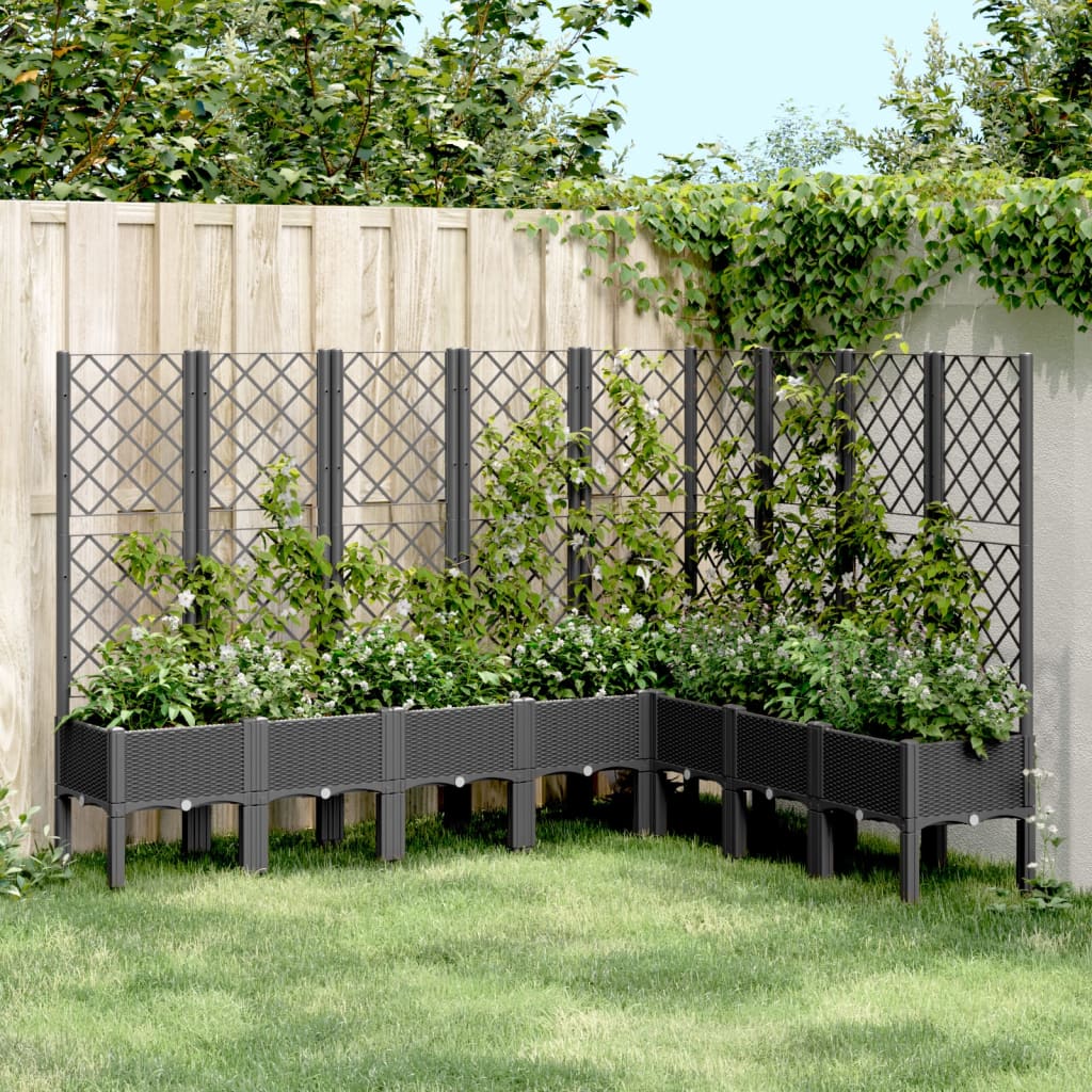 Zahradní truhlík s treláží černý 200 x 160 x 142 cm PP