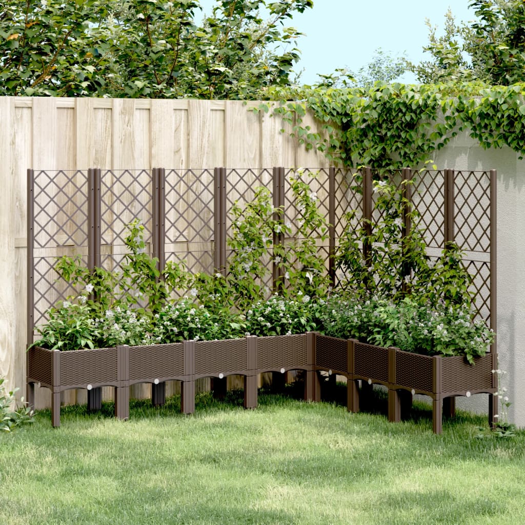 vidaXL plantekasse med espalier 200x160x142 cm PP brun