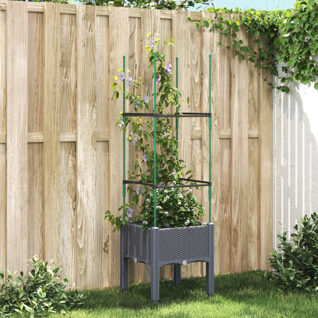 vidaXL plantekasse med espalier 40x40x142,5 cm PP grå