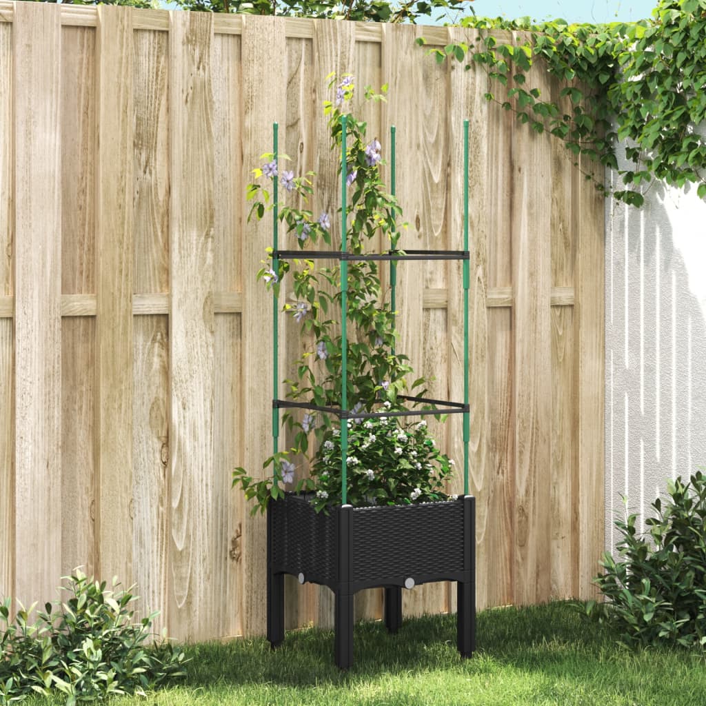 vidaXL plantekasse med espalier 40x40x142,5 cm PP sort