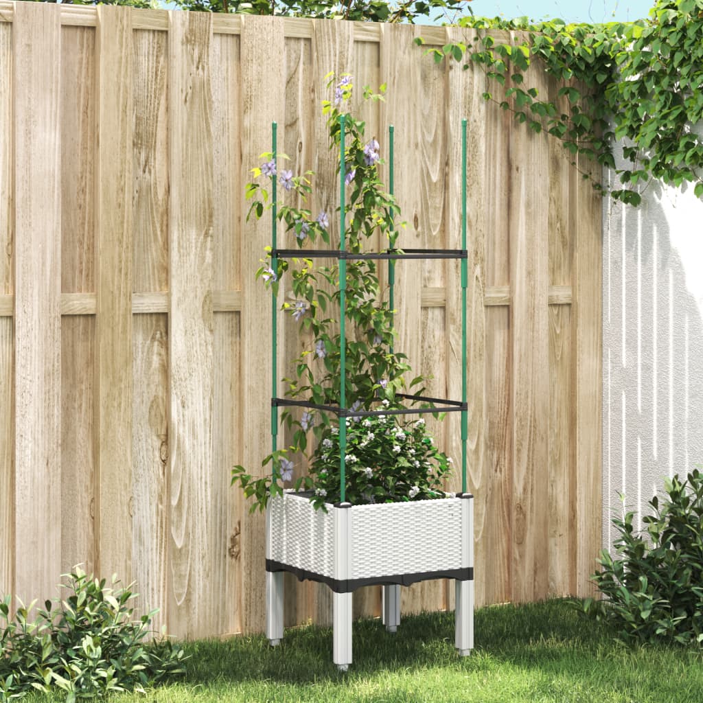 vidaXL plantekasse med espalier 40x40x142,5 cm PP hvid