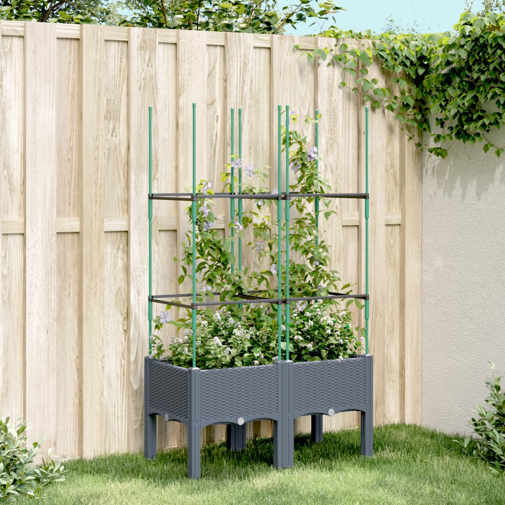 vidaXL plantekasse med espalier 80x40x142,5 cm PP grå