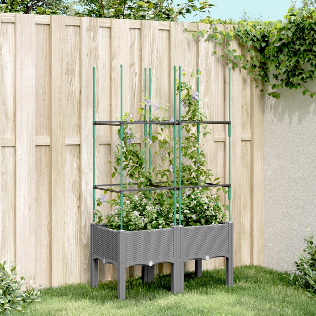 vidaXL plantekasse med espalier 80x40x142,5 cm PP lysegrå