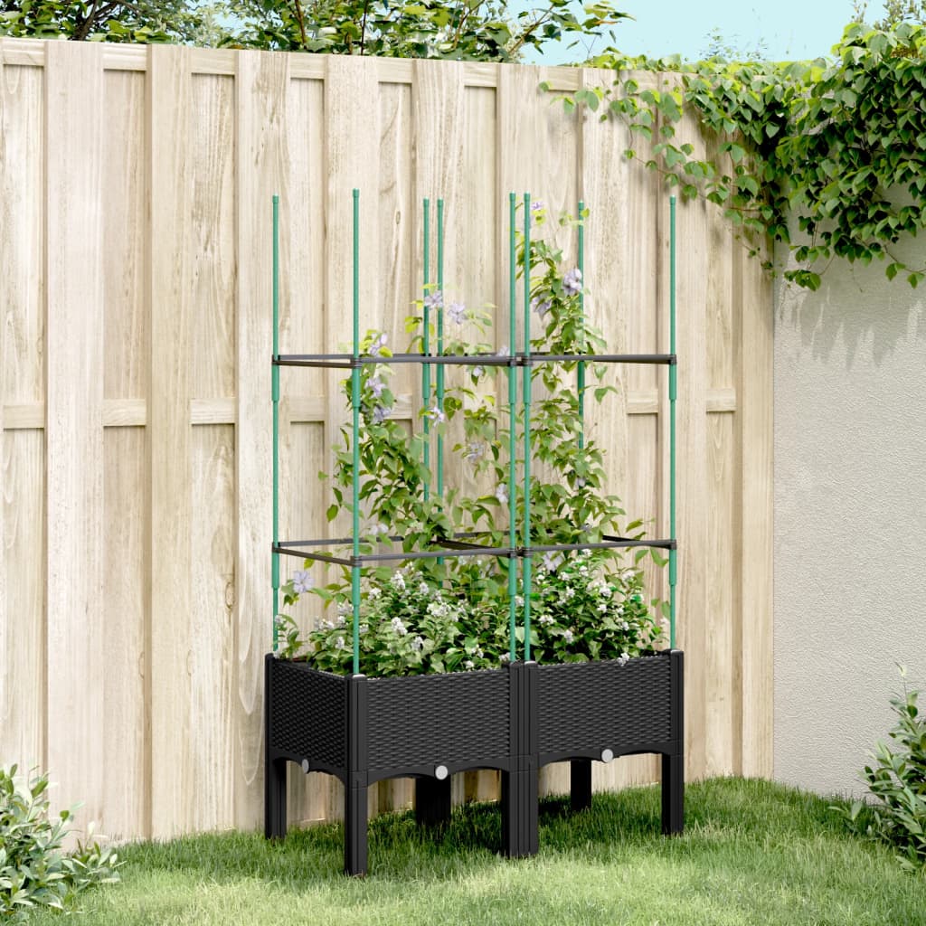 vidaXL plantekasse med espalier 80x40x142,5 cm PP sort