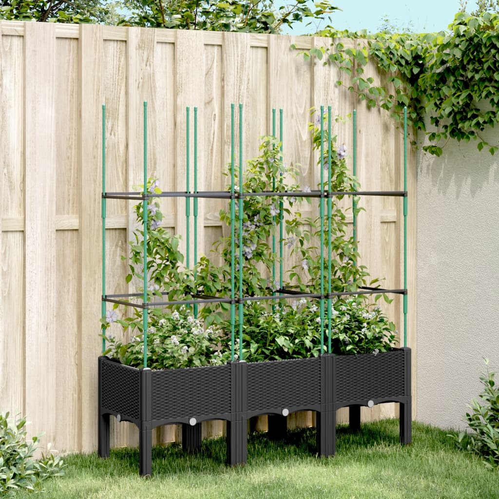 vidaXL plantekasse med espalier 120x40x142,5 cm PP sort