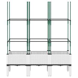 Zahradní truhlík s treláží bílý 120 x 40 x 142,5 cm PP - obrázek 3