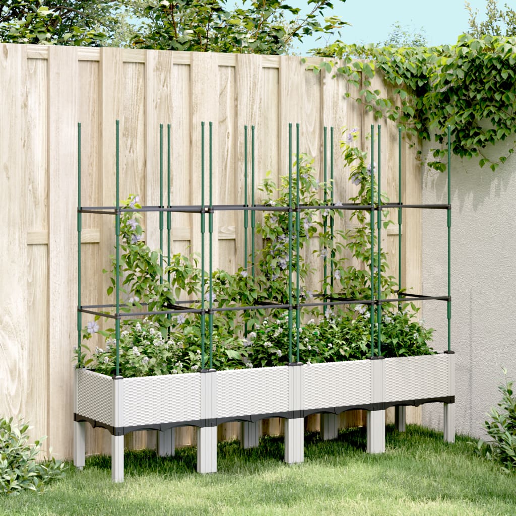 vidaXL plantekasse med espalier 160x40x142,5 cm PP hvid