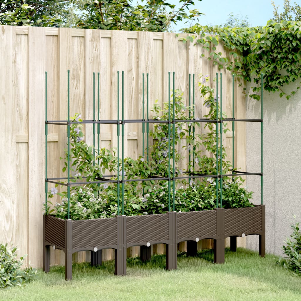 vidaXL plantekasse med espalier 160x40x142,5 cm PP brun