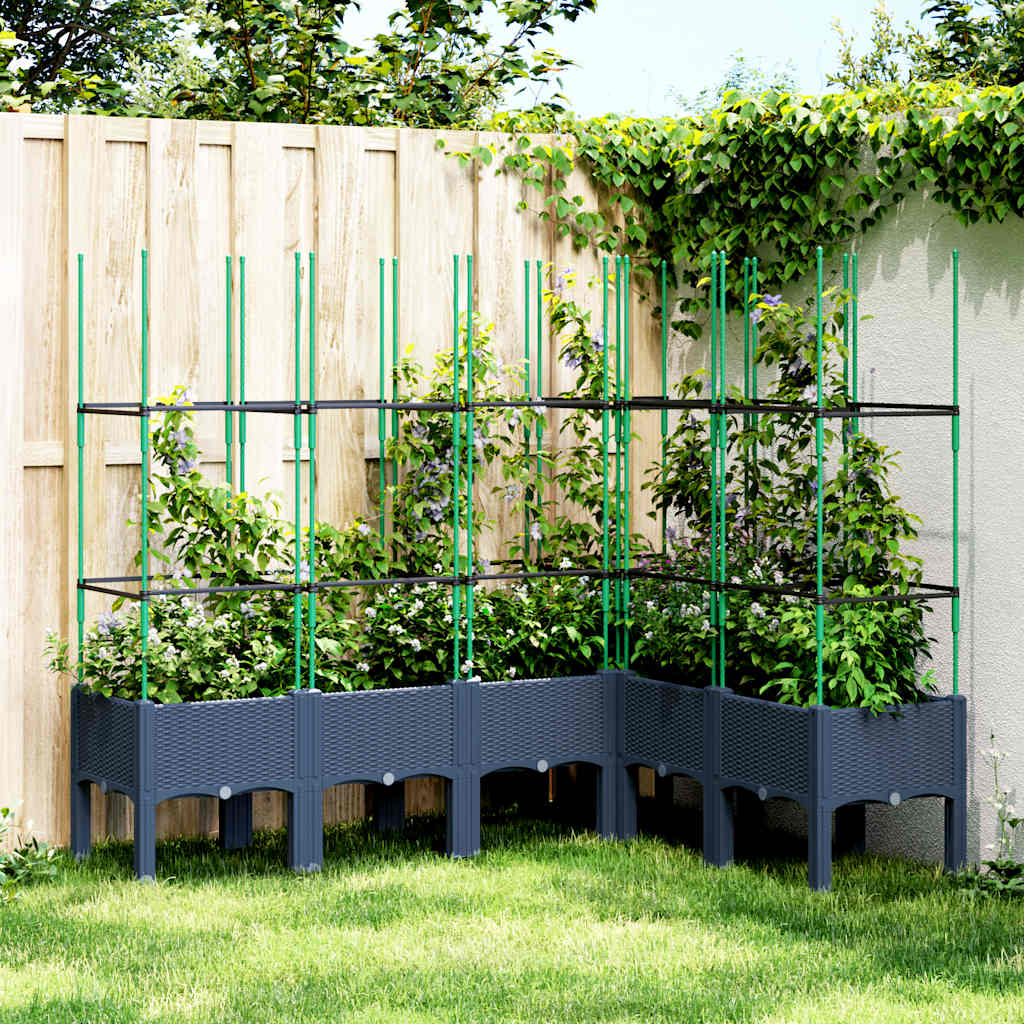 vidaXL Jardinieră de grădină cu spalier, albastru gri, 160x120x142,5 cm, PP