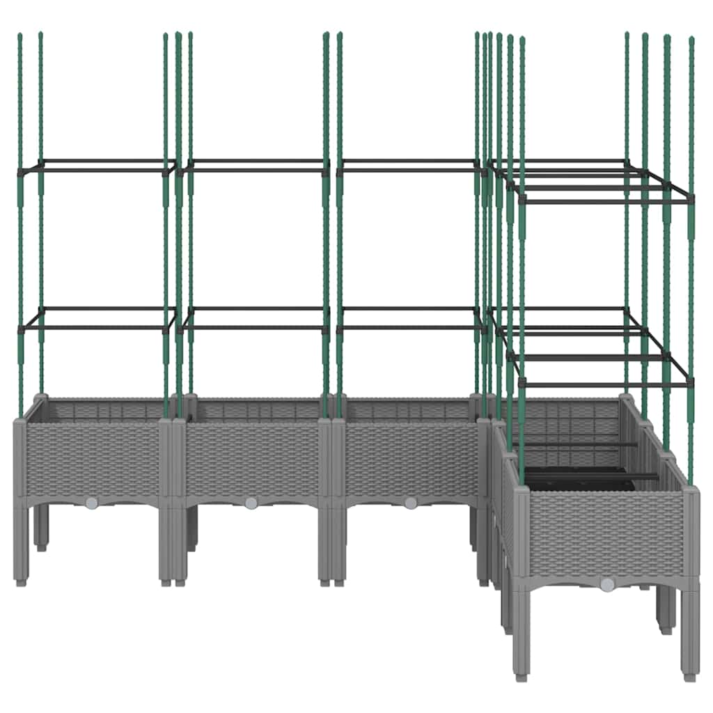 vidaXL Plantenbak met latwerk 160x120x142,5 cm polypropeen lichtgrijs afbeelding
