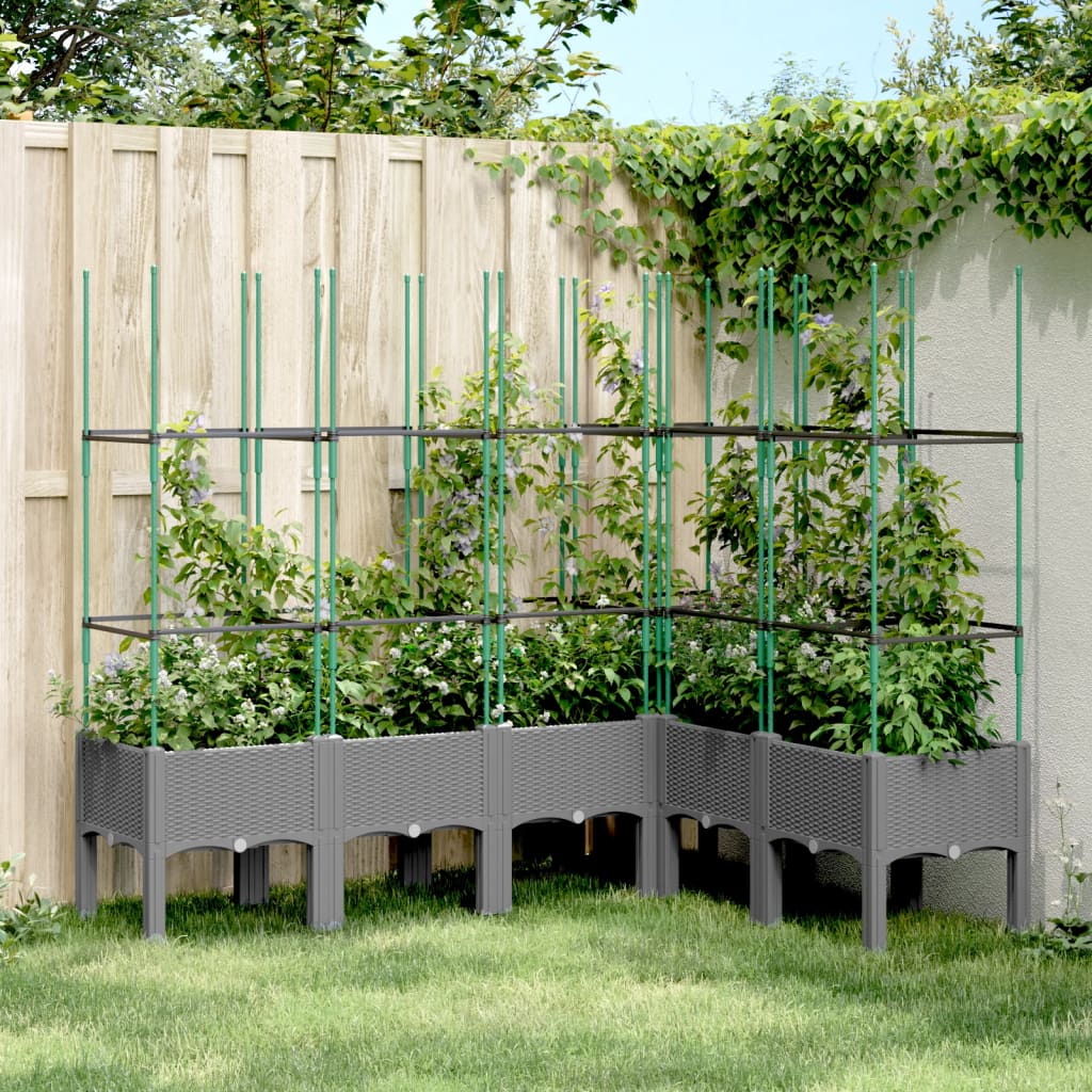 Zahradní truhlík s treláží světle šedý 160 x 120 x 142,5 cm PP
