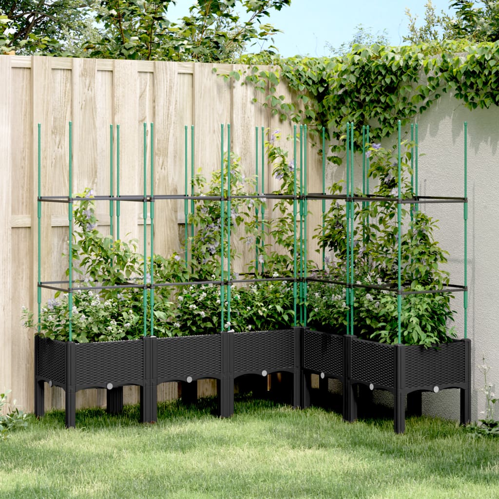 vidaXL plantekasse med espalier 160x120x142,5 cm PP sort