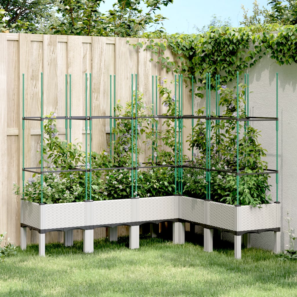 vidaXL Jardinieră de grădină cu spalier, alb, 160x120x142,5 cm PP