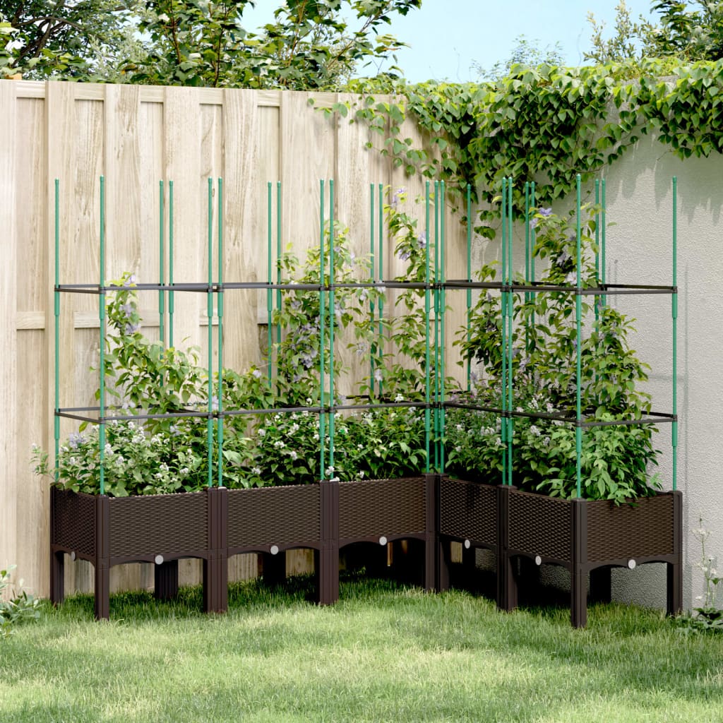 vidaXL plantekasse med espalier 160x120x142,5 cm PP brun