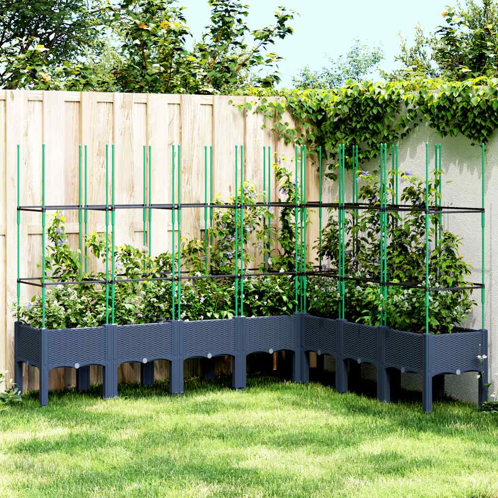 vidaXL Jardinieră de grădină cu spalier, albastru gri, 200x160x142,5 cm, PP