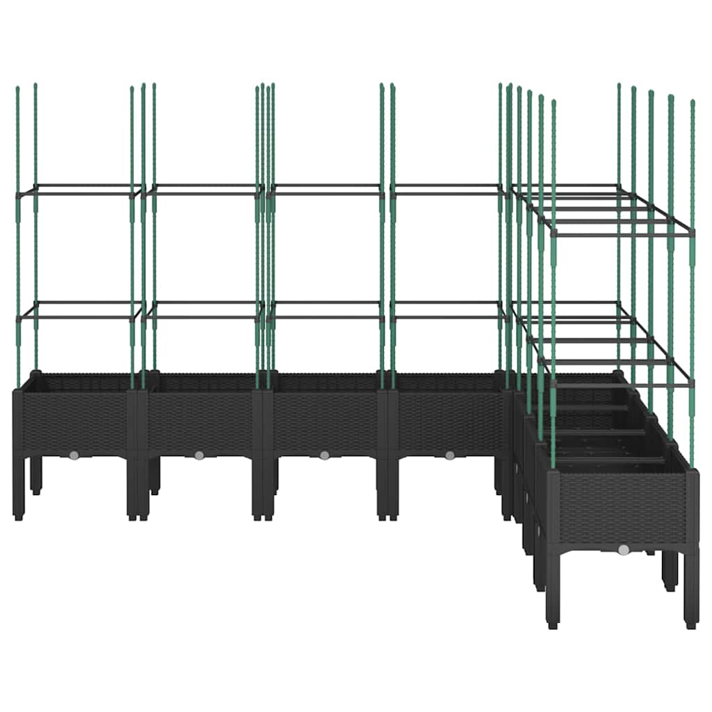 vidaXL Plantenbak met latwerk 200x160x142,5 cm polypropeen zwart afbeelding