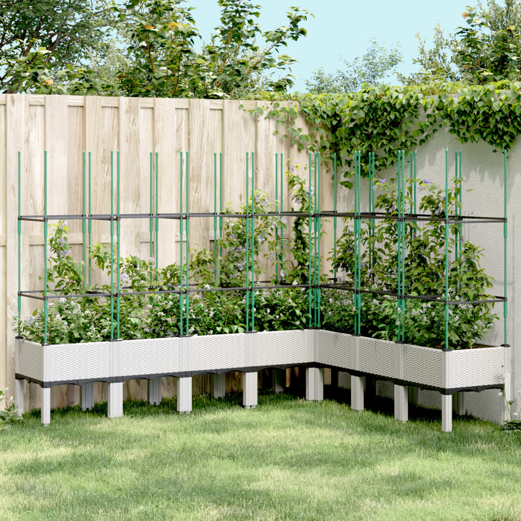 vidaXL Jardinieră de grădină cu spalier, alb, 200x160x142,5 cm PP