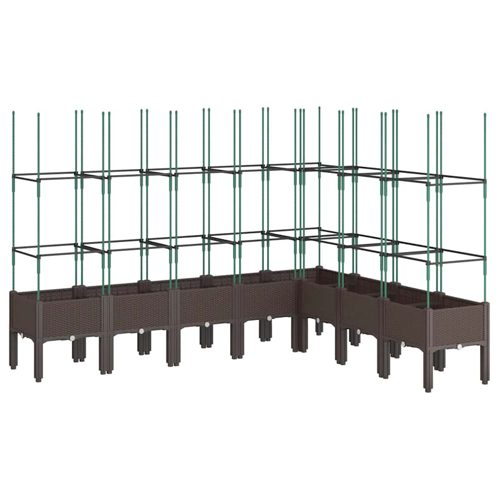 vidaXL Zahradní truhlík s treláží hnědý 200 x 160 x 142,5 cm PP