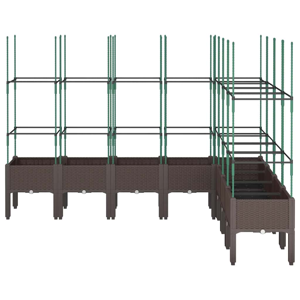 vidaXL Plantenbak met latwerk 200x160x142,5 cm polypropeen bruin afbeelding