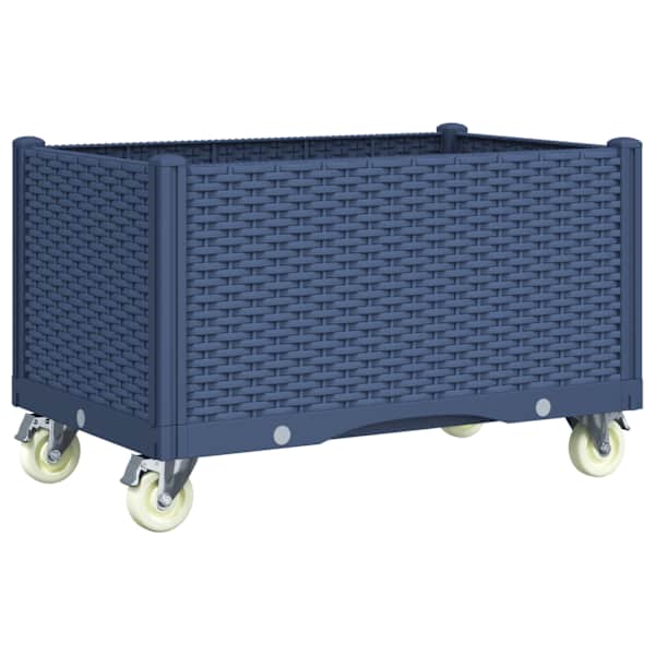 vidaXL ratastega taimekast, sinine hall, 80 x 50 x 54 cm, PP