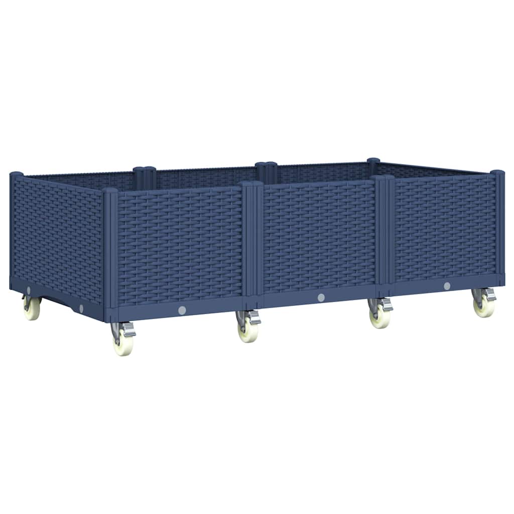 vidaXL Zahradní truhlík na kolečkách modrá šedá 150 x 80 x 54 cm PP