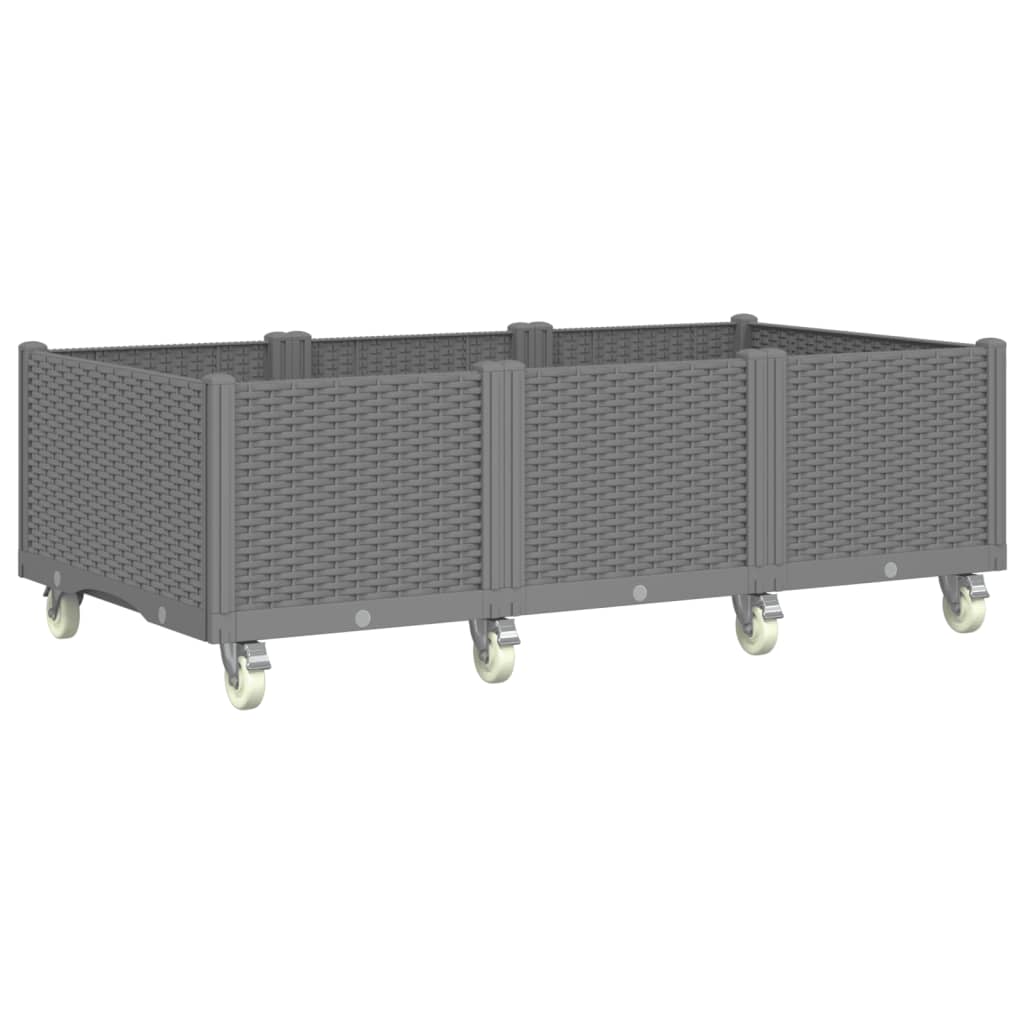 vidaXL Zahradní truhlík na kolečkách světle šedý 150 x 80 x 54 cm PP