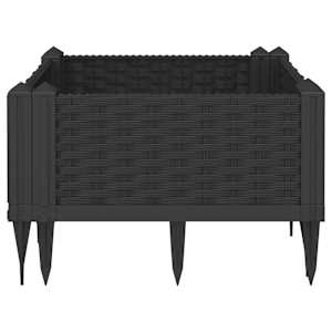 Zahradní truhlík s kolíky černý 42,5 x 42,5 x 28,5 cm PP - obrázek 4