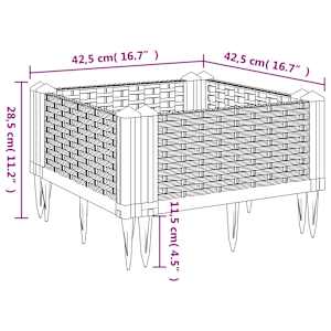 Zahradní truhlík s kolíky černý 42,5 x 42,5 x 28,5 cm PP - obrázek 8