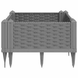 Zahradní truhlík s kolíky světle šedý 42,5 x 42,5 x 28,5 cm PP - obrázek 5