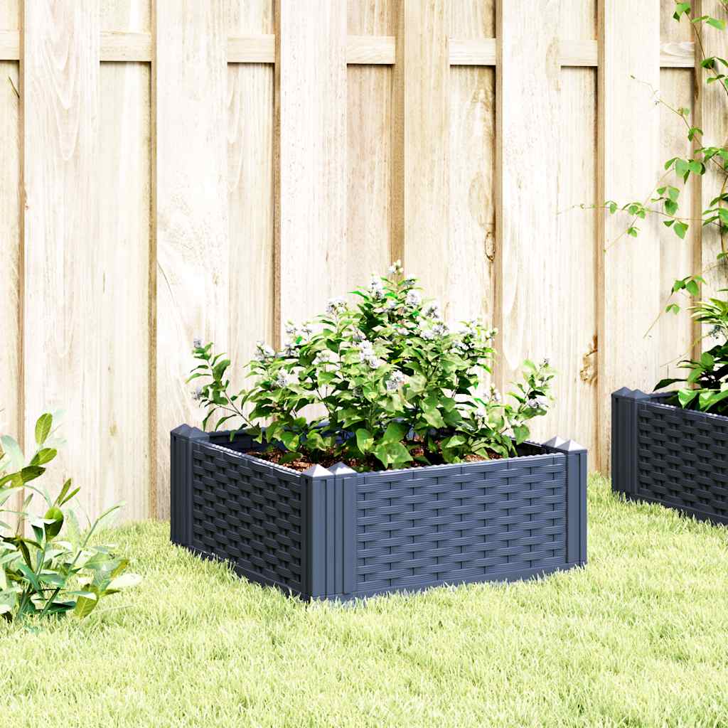 vidaXL Plantenbak met pinnen 42,5x42,5x28,5 cm polypropeen blauwgrijs afbeelding