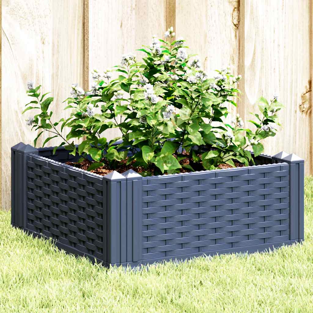 vidaXL Jardinieră de grădină cu țăruși, albastru gri, 42,5x42,5x28,5 cm, PP