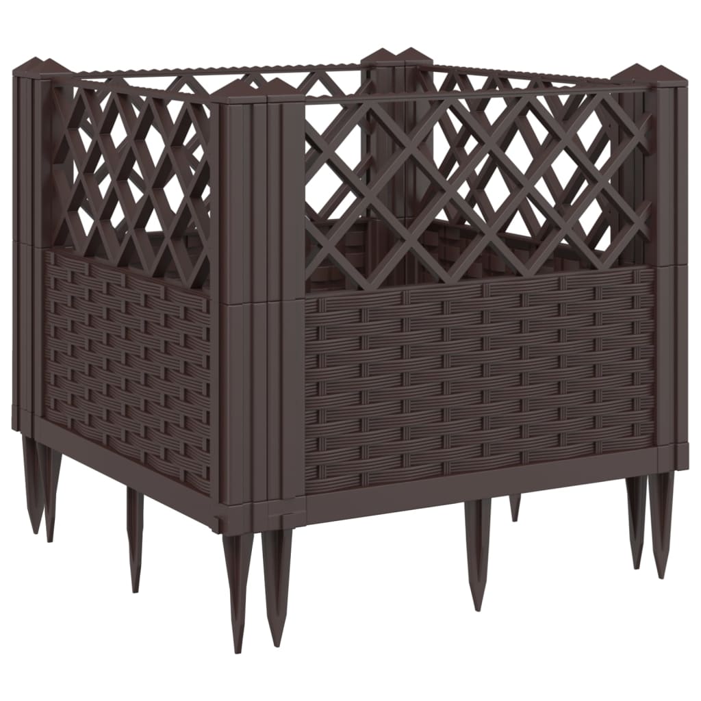 vidaXL Zahradní truhlík s kolíky hnědý 43,5 x 43,5 x 43,5 cm PP