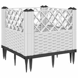 vidaXL vaiadega taimekast, valge, 43,5x43,5x43,5 cm, PP