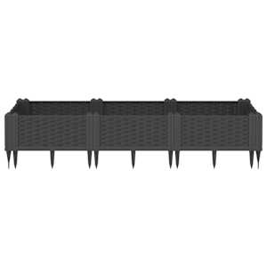 Zahradní truhlík s kolíky černý 125 x 40 x 28,5 cm PP - obrázek 3