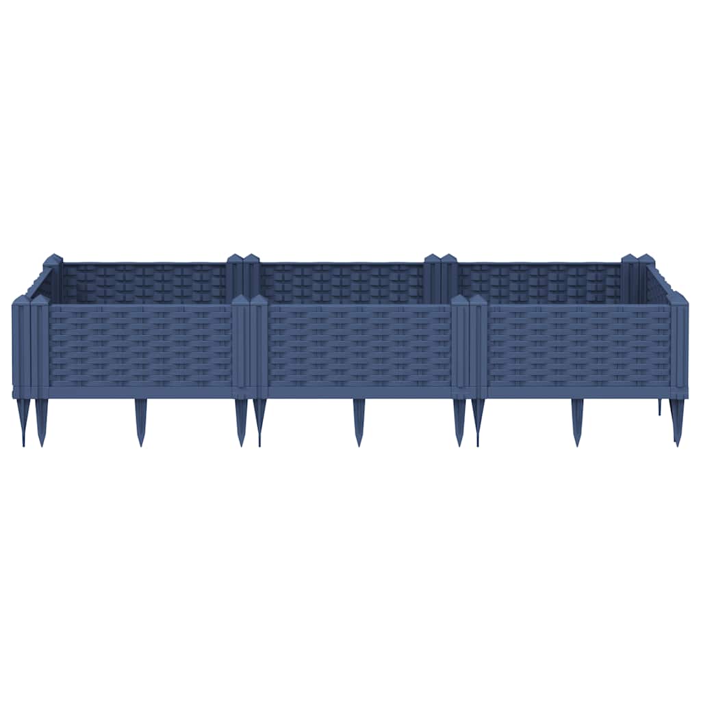vidaXL Plantenbak met pinnen 125x40x28,5 cm polypropeen blauwgrijs afbeelding
