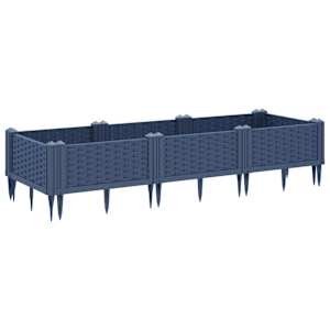 Zahradní truhlík s kolíky modrá šedá 125 x 40 x 28,5 cm PP - obrázek 5